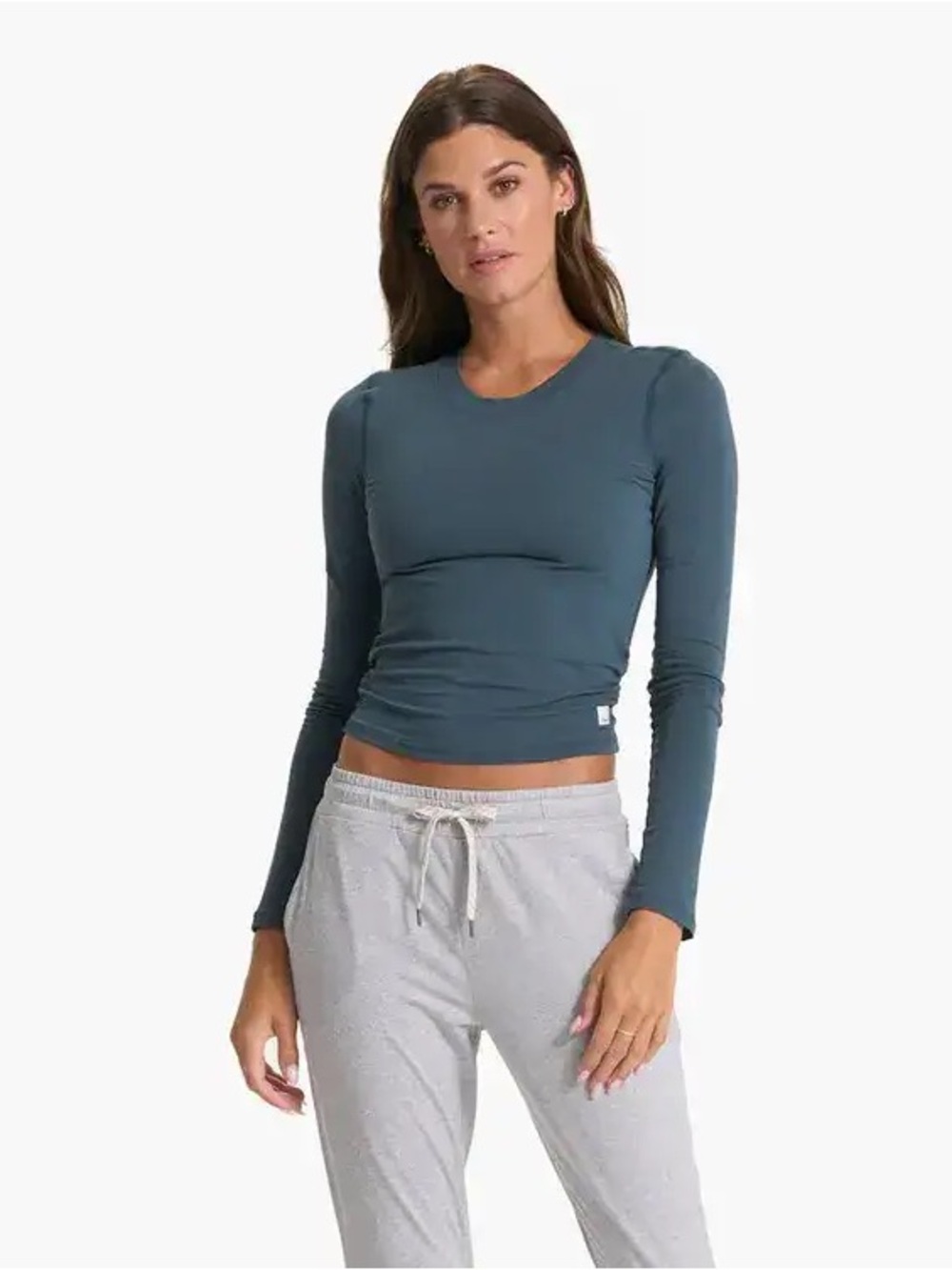 Vuori Long-Sleeve Coast Crop Crew Stone